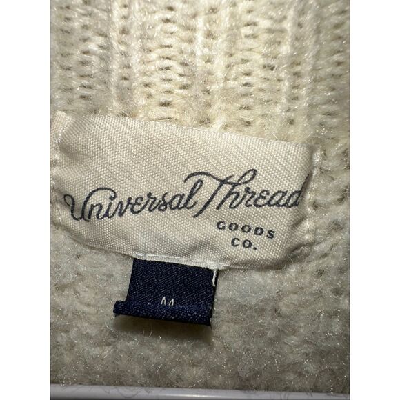 Universal Thread Women’s Medium Cream Cable Knit Cropped Pullover Sweater – Cozy - Picture 2 of 9